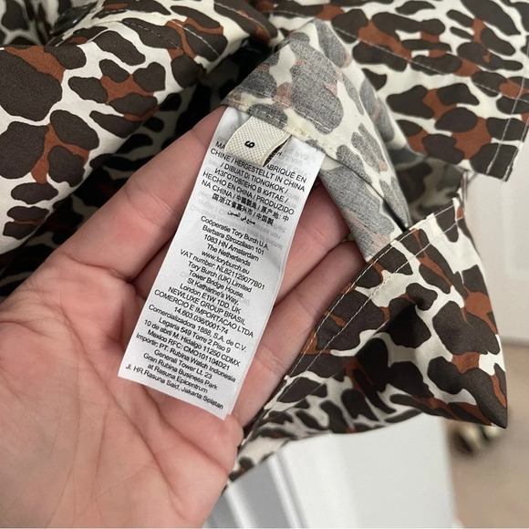 Tory Burch Reva Leopard Poplin Shirt Long Sleeve Button Down - Picture 5 of 7